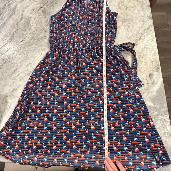 41 Hawthorn Tammi Sailboat Print Red/ White/Blue Mini Halter Dress Size Medium - Picture 8 of 9